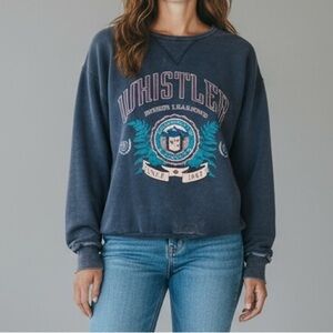 Vintage Sweater Crewneck Whistler Cozy Warm Preppy Acid Wash Style Cottagecore